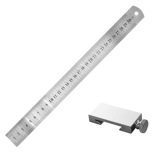 Stahl Limit Lineal | Hochbelastbarer Und Hochpräziser Anreißmarkierer | Befestigungsblock Stahllineal Messgerät,Für Heimwerker Im Zaunbau Zum Anreißen, Markieren Und Messen