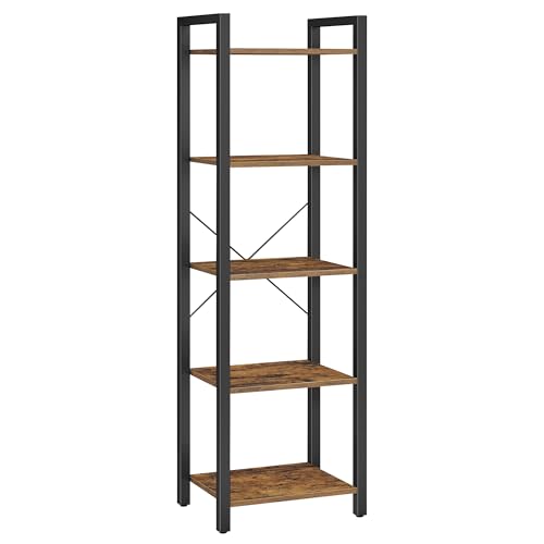 VASAGLE Étagère de Rangement 5 Niveaux, Bibliothèque, Cadre en Acier, Étagère sur Pieds pour Salon, Chambre, Bureau, 30 x 39,6 x 154 cm, Style Industriel,...