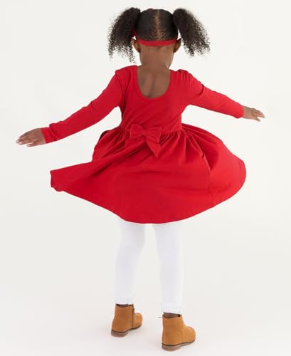 RuffleButts Red Knit Long Sleeve Twirl Dress - 84