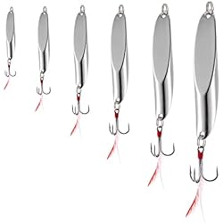 Cucharilla Triple TUXIBIN Juego de 6 señuelos de pesca, 7 g, 10 g, 15 g, 20 g, 30 g, 40 g, metal para pesca con cuchara giratoria, cebos para pesca de salmón, trucha, cebos con ganchos para triples TXB6-1