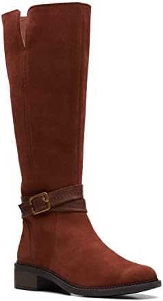 Clarks womens Maye Shine Knee High Boot, Dark Tan Suede, 9.5 Wide US | Image 4
