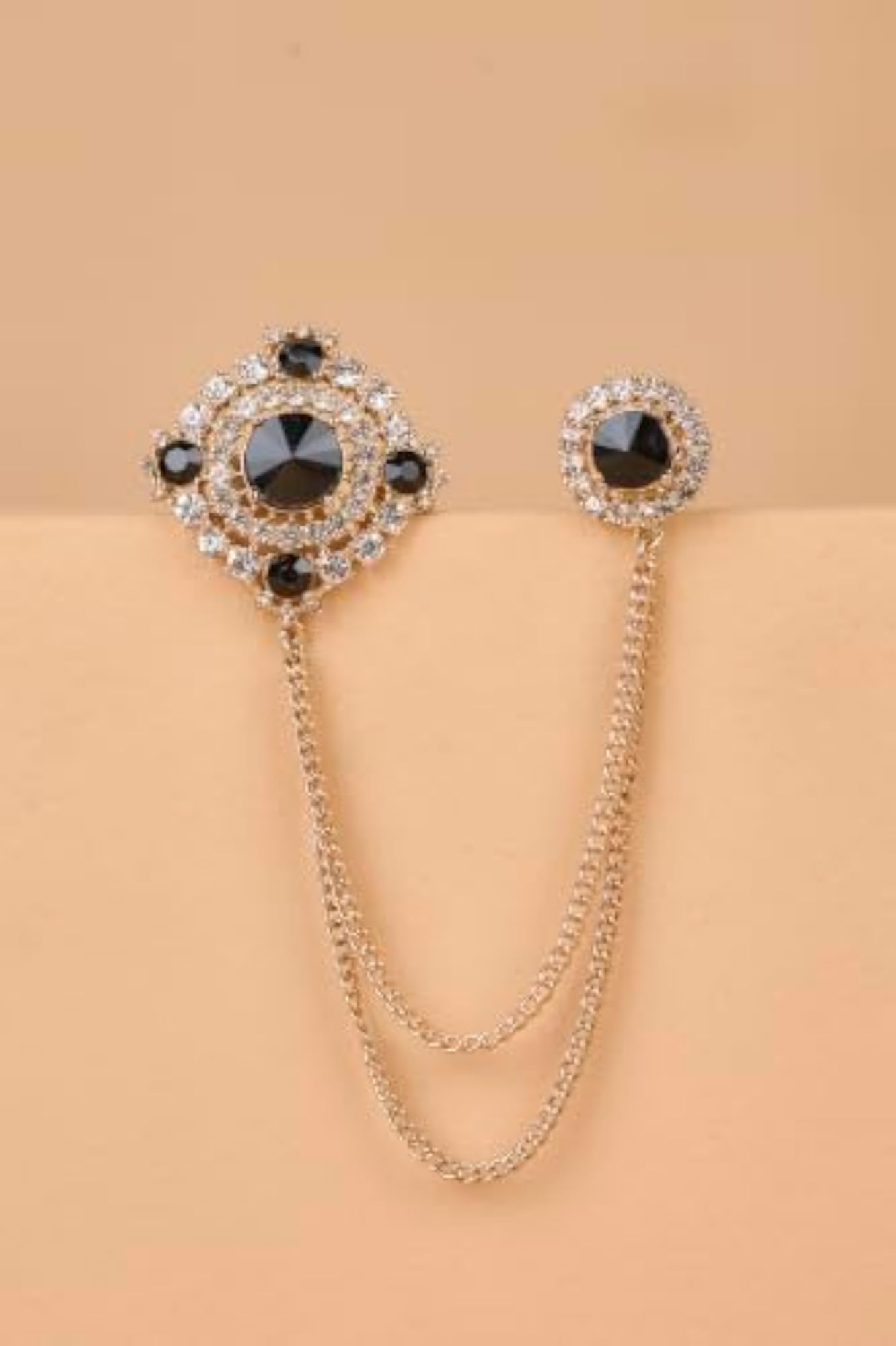 Black Stone Brooch, Elegant Accessory
