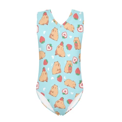 Image of One Piece Swimsuit Girls Kids Bathing Suit V Neck Wide Shoulder Strap Toddler Beach Swimwear for 3-14 Years
