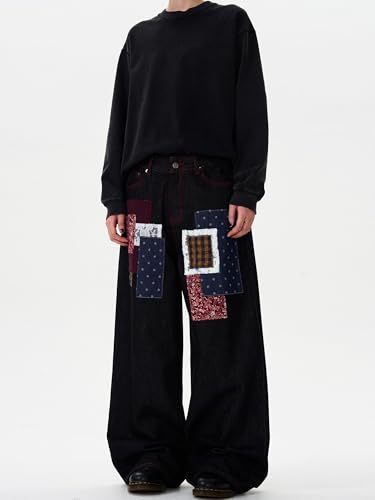 GUOYUXIAO Men's Jeans Loose-Fit Casual Pants Straight-Leg Wide-Leg Denim Trouser for Men4