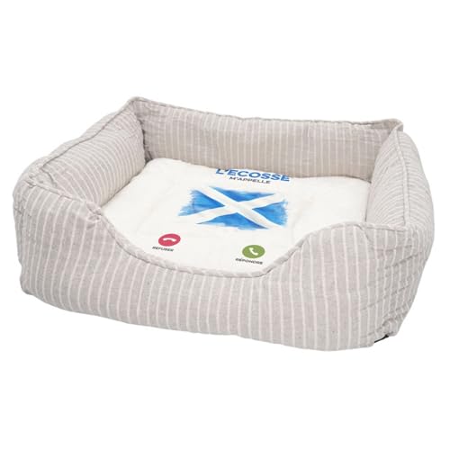 Panier chat lavable avec coussin moelleux déhoussable imprimé