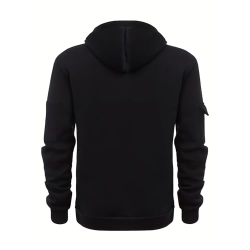 Ymosrh Men's Casual Pullover Hoodies, Quarter Zip Long Sleeve Casual Tactical Hooded Sweatshirts with Pockets, M-3XL3