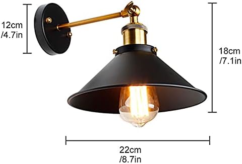 ASCELINA Industrial Wall Light, Vintage Black Wall Sconce Adjustable Antique Wall Lighting E27 for Restaurants Galleries Aisle Kitchen Bedroom (Black,2 Pack)