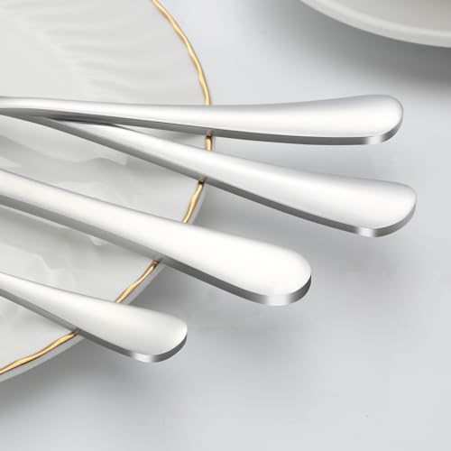 BEWOS 16-Piece Cutlery Set with 4 Triple Riveted Steak Knives, Stainless Steel Silverware Tableware Set for Kitchen, Mirror Polished Knives, Forks and Spoons Cutlery Set for 4, Dishwasher Safe