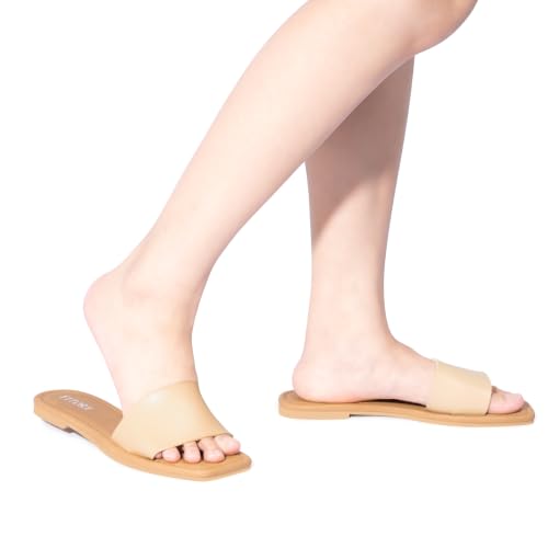 Image of FITORY Womens Slide Sandals Dressy Flat Comfortable Slippers for Summer