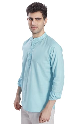 Image of DIVISIVE Men's Slim Fit Full Sleeves Cotton Short Kurta