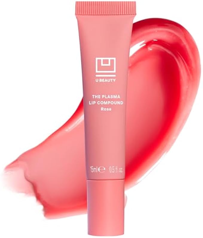 U Beauty The PLASMA Tinted Lip Compound - Anti-Wrinkle & Anti-Aging Treatment - Shimmery Plumping Lip Gloss, Hyaluronic Acid, Shea Butter, Salicylic Acid & Peptides Deeply Hydrate, Rose - 15 mL