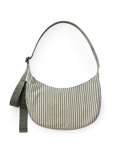 BAGGU Medium Nylon Crescent Bag - Sage Stripe