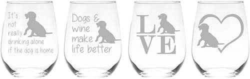 C M Basset Hound Dog Themed Stemless Wine Glass 17 oz. - 1 Piece - Basset Hound Gift for Men and Women (Style B2)