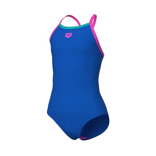Image of Arena Girls' Feel Solid Light Drop Back Swimsuit Thin Straps Stretchy One Piece Kids Bathing Suit