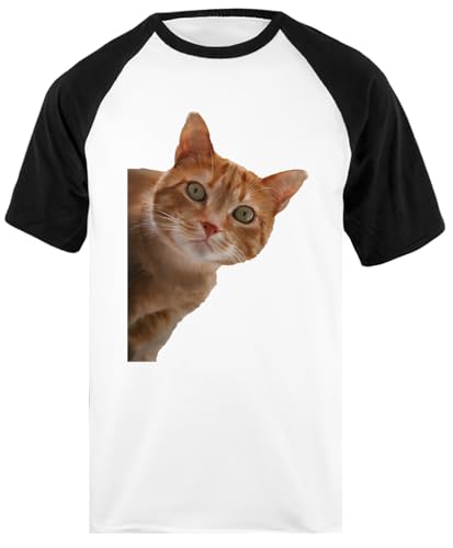 Chemise baseball unisexe manches courtes coton blanc Tabby Orange