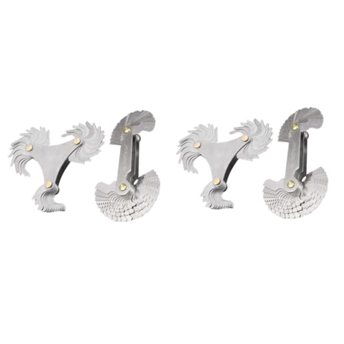 Ciieeo 4 Ensembles Jauge de Mesure de Filetage Inoxydable Outil pour Mesurer les Angles de Découpe les Fils Internes Externes de Compact Facile à Transporter