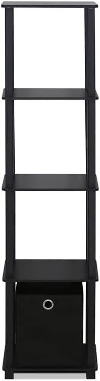 FURINNO Decorative Shelf With Bin, Black