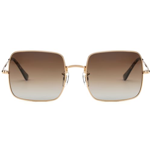 LIKSMU Square Sunglasses for Women Men Polarized Vintage Retro Metal Frame Trendy Sun Glasses3