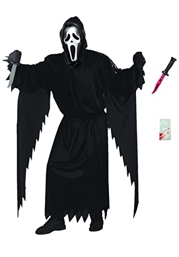 Fun World Adult Ghost Face Costume Set With Blood Accessory and Voice Changer, Medium