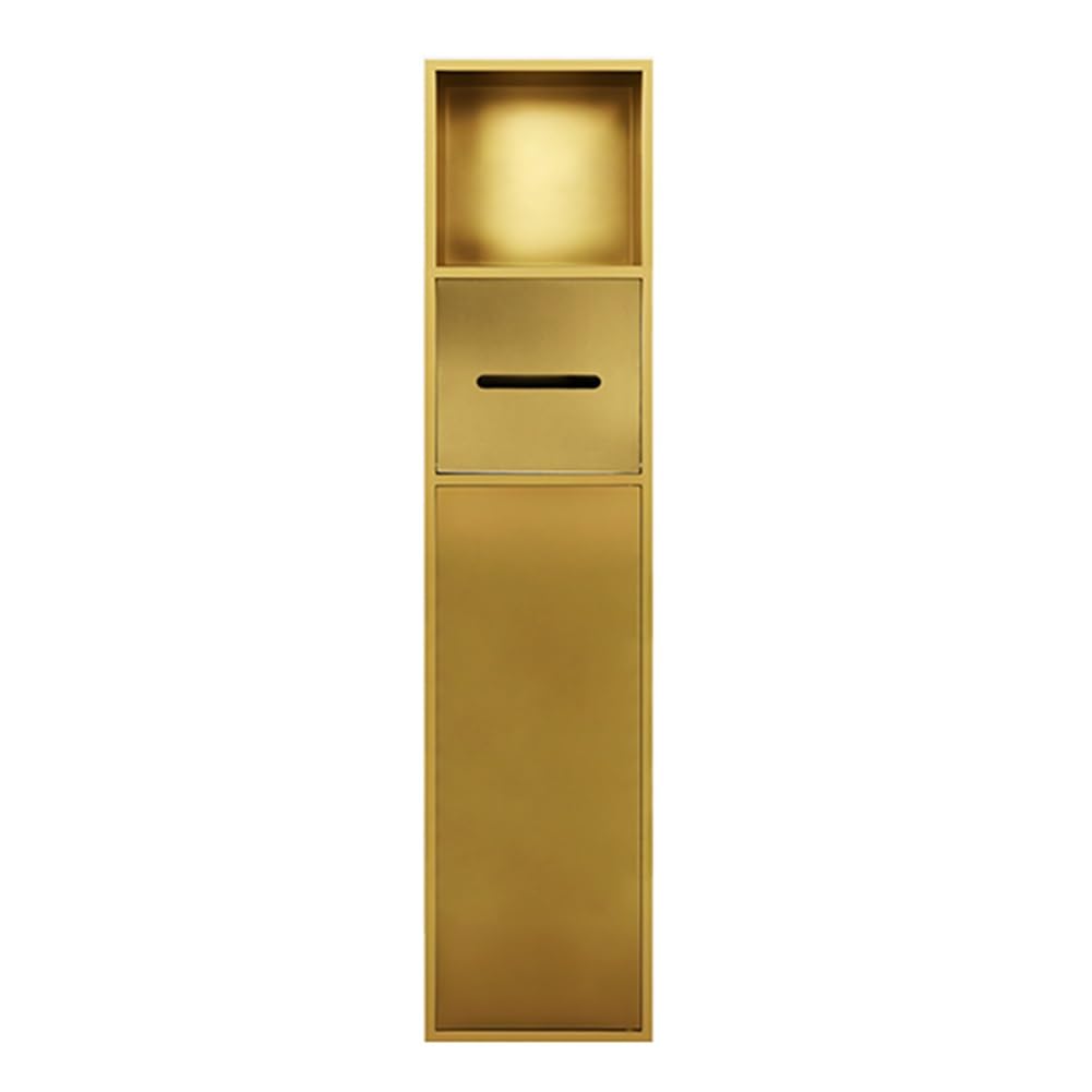 Recessed Toilet Paper Holder Niches, Stainless Steel Shower Niche With Toilet Paper Holder Multicolor Multiple Sizes(Gold,180x800x125mm)