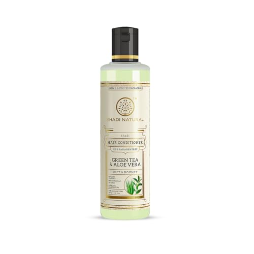Khadi Natural Green Tea & Aloe Vera Hair Conditioner | Controls Hair Fall and Strengthens Hair | SLS, Paraben Free | Suitable for All Hair Types | 210ml