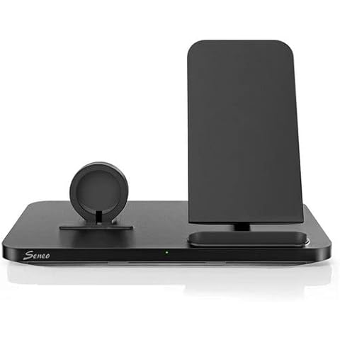 ELT 2 in 1 Wireless QI Charger for Smartphones and Smart Watch, 7.5W Fast Charging, Nightstand Mode, Cable Storage, Case Friendly - No Need To Remove Protective Case Cover