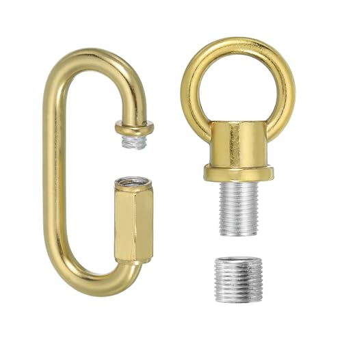 PATIKIL M10 Fine Thread Lamp Female Loop Holder with M12 Adapter Chain Quick Link, Lifting Eye Nut Hook Ring Structural Support to Chandelier, 132 lbs Load Copper