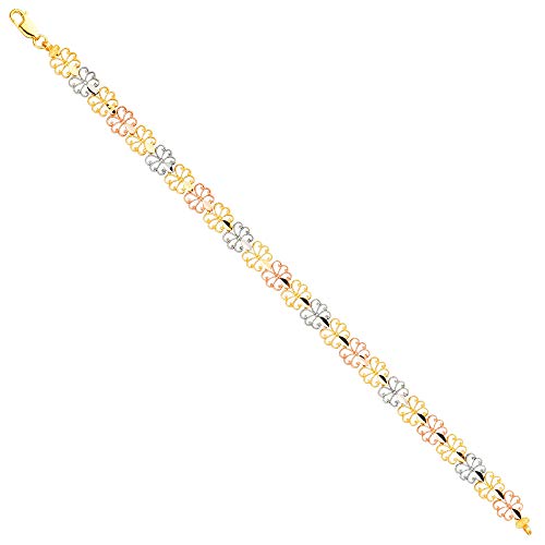14k REAL Tri Color Gold Bracelet - 7.5"2