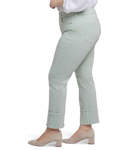 NYDJ Women's Plus Marilyn Straight with Cuff Jeans in Tomatillo3