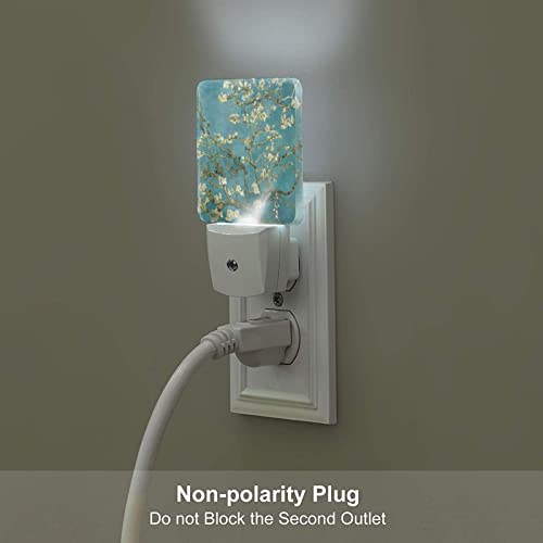 Image of Futterya Plug-in LED Night Light, Almond Blossom Paintings Reproduction Abstract Artwork Set of 2 Dusk-to-Dawn Auto Sensor Decor Lamp 4116