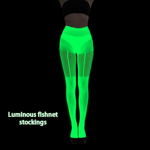 Image of Glow in the Dark Fishnet Stockings, High Waist Sexy Tights Party Stockings for Womens Girls