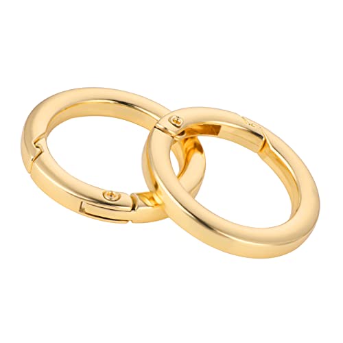 Prasacco Rund Karabinerhaken, Ring Karabiner Snap Zinklegierung Karabinerhaken Clip 2 Stück Gold Frühling O-Ring DIY-Zubehör für Schlüsselanhänger Kunsthandwerk Rucksäcke Geldbörsen und Tragetaschen Cover
