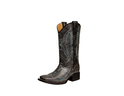 Corral Western Boots Girls Cowboy Embroidered Pull On Black E1200
