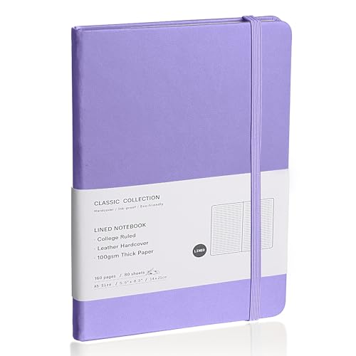 EMOMAS Lined Journal Notebook, (Mauve), 160 Pages, Medium 5.7 inches x 8 inches - 100 gsm Thick Paper, Hardcover