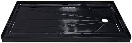 CKB 60 in. L x 30 in. W Right Drain Shower Base, Single Threshold Shower Pan with Slip Resistant Textured Surface, Black