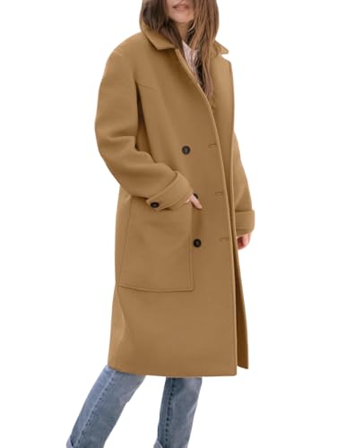 IDEALSANXUN Womens Fall Winter Wool Coats Double Breasted Trench Coats Peacoat