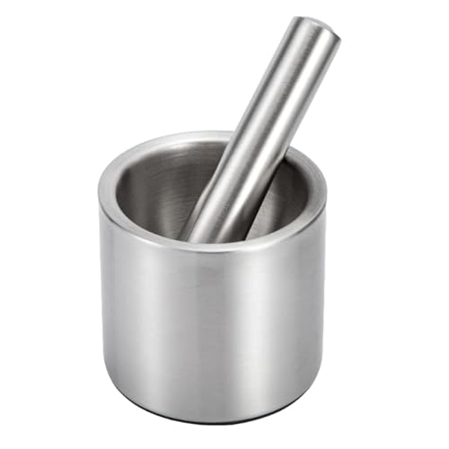 HYTROVE Mortero y Triturador Manual de Acero Inoxidable 15 CM Base Antideslizante para Preparar Especias y Frutos Secos en Hogar