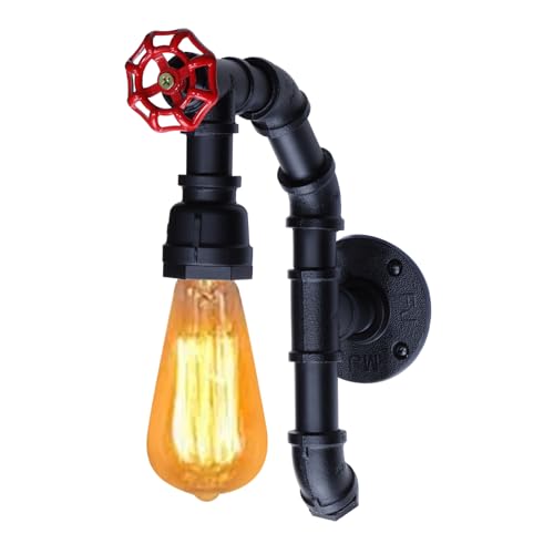 Image of XEYOU Retro Wall lamp Vintage Industrial Steampunk Wall Sconce with Switch Metal Water Pipe Wall Mounted Light Fixture E26 Edison Bulb for Cafe Bar Restaurant Bedroom Livingroom