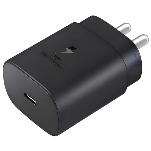 Image of Samsung 25W PD 3.0 Type C Super-Fast Charger Adapter for Samsung Galaxy M07|F17|S25|F36| A35|M06|F06|M16| F16|M05|M35|F05| A06|A16|A17|M55s|Tab S10 Ultra|S10+| 25 Watt USB C Quick Power Adaptor, Black