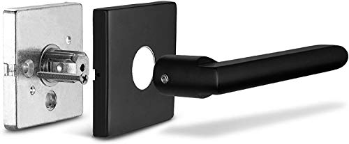 Image of Berlin Modisch HandleSet Front Door Entry Handle and Deadbolt Lock Set Slim Square Single Cylinder Deadbolt and Lever Reversible for Right & Left Sided Doors Heavy Duty - Oil Rubbed Bronze