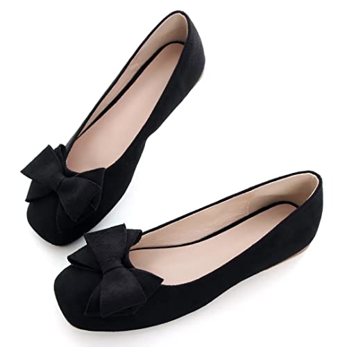TN TANGNEST Women's Ballet Flats Fashion Bowknot Square Toe Casual Flat Shoes Comfortable Wedding Party Dress Flats2