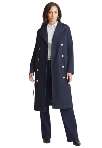 Jessica London Women's Plus Size Refined Denim Trench Coat