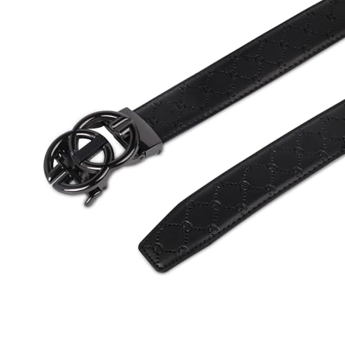 Image of Aurolran Men&Womens Leather Dress Belt Business Automatic Buckle Belt Color-Black Silver Gold