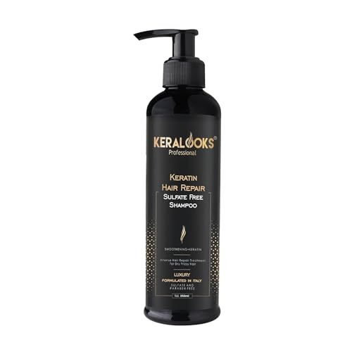 Image of Keratin Hair Repair Plus Smoothing Shampoo (250ml) for Damaged & Frizzy Hair | Nourishing & Hydrating Shampoo for Color Treated Hair with Smooth Finish | Paraben & Sulphate Free
