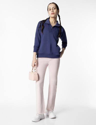 Image of FYLTR Women's Casual Stand Collar Sweatshirt with Drop Shoulder & Boxy Fit - Zip Closure | Utility Pockets | Rib Hem & Cuff | Sweatshirts for Women | Casualwear