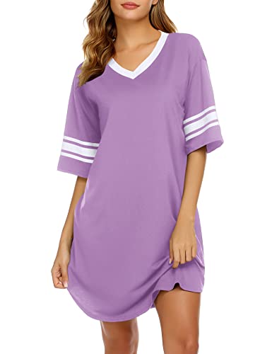 Image of Ekouaer Womens Nightgown Short Sleeve Sleepshirt