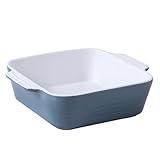 DOWAN 8x8 Baking dish, Square Baking Pan, Ceramic Casserole Dishes for Oven, Cake Pan with Handle, for Brownie, Lasagna, Casserole, 2 Quart, Home Gift, Airy Blue