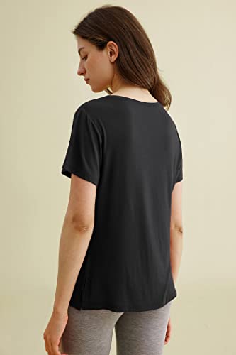 Latuza Women's Viscose Sleep T-Shirt V-Neck Pajamas Top4