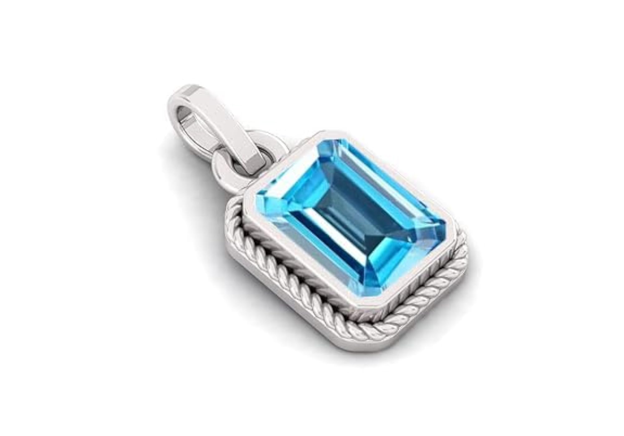 Quality Blue Topaz 6.25 Carat Gemstone Pendant, Unisex
