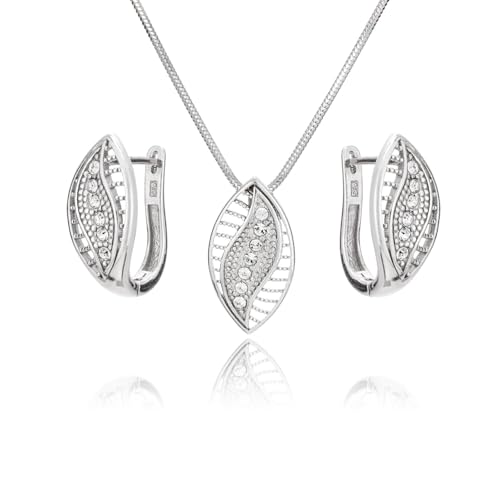 LILLY MARIE Hochwertiges Schmuckset Aus Silber Mit Schlangenketten Design Und Glänzendem Anhänger